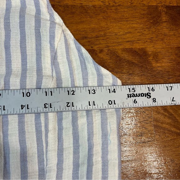 Millibon 100% cotton cream blue striped halter top with collar size small - Picture 2 of 6